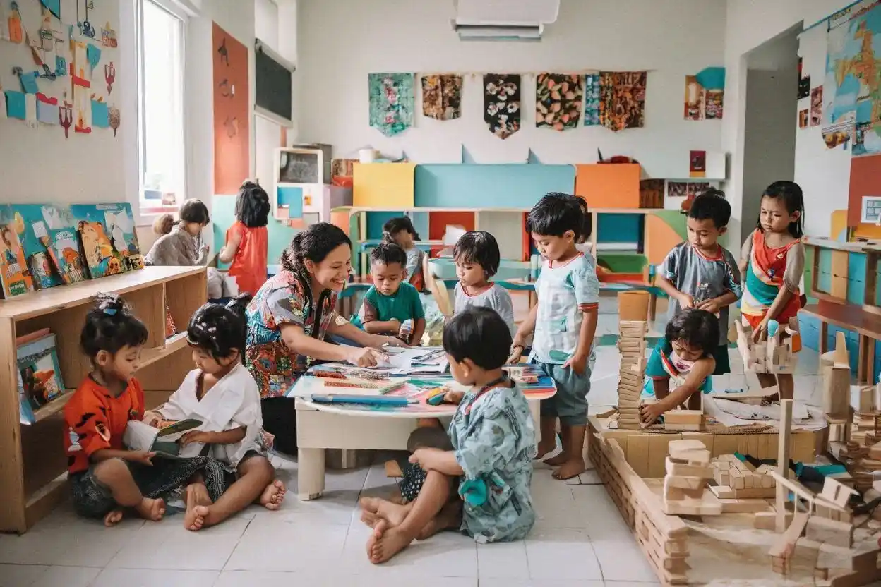 Suasana belajar aktif di sekolah TK Jogja dengan metode belajar modern untuk anak usia 4 hingga 6 tahun