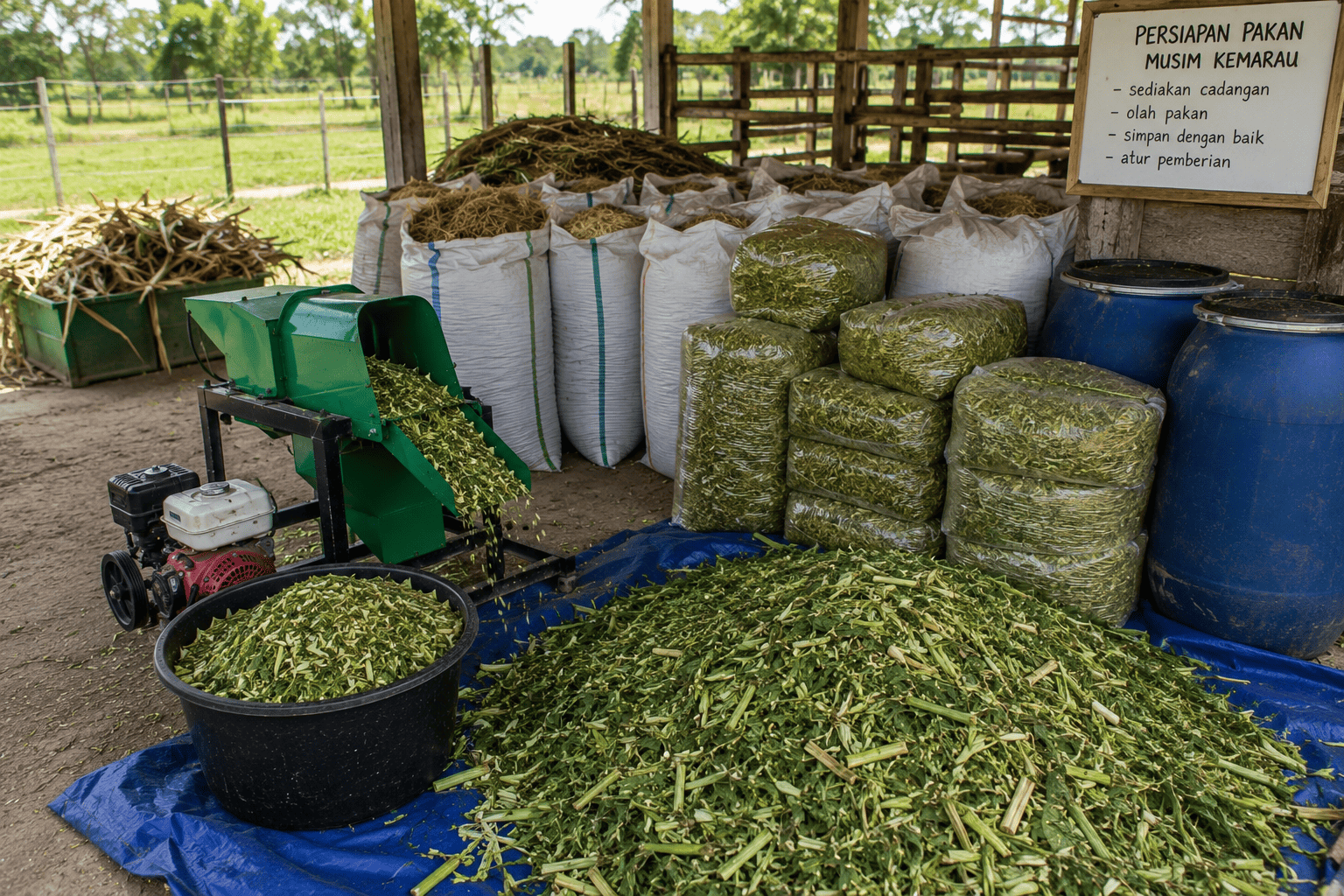 ukuran cacahan rumput untuk sapi